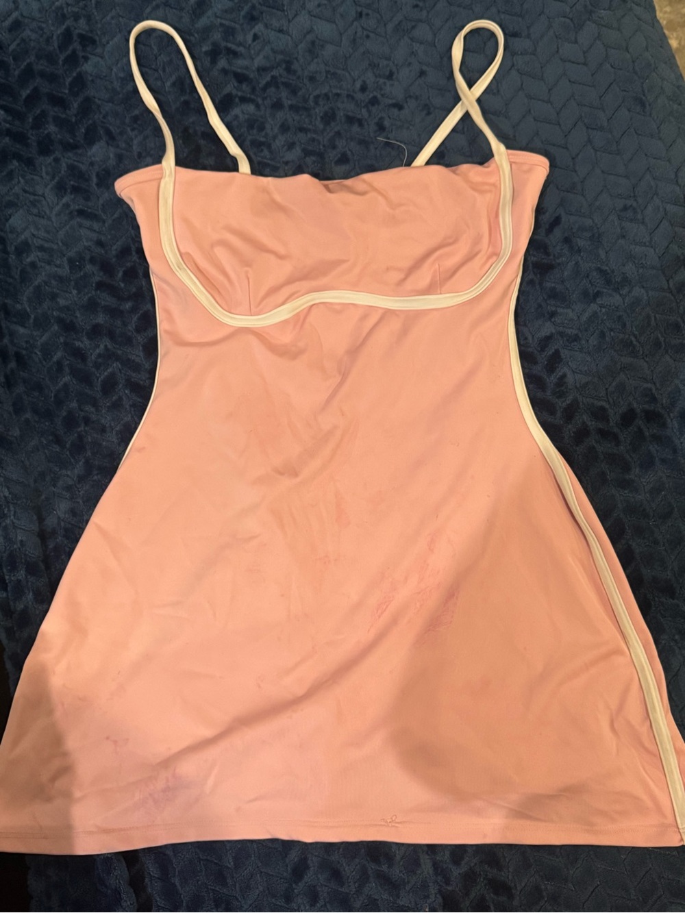 Women's Pink Slip Dress with Cream Trim